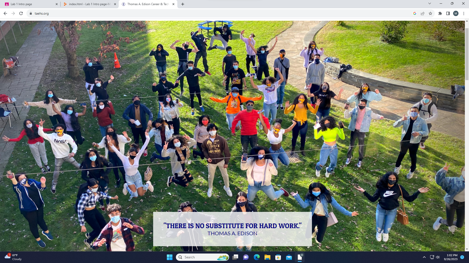 Screenshot of taehs website